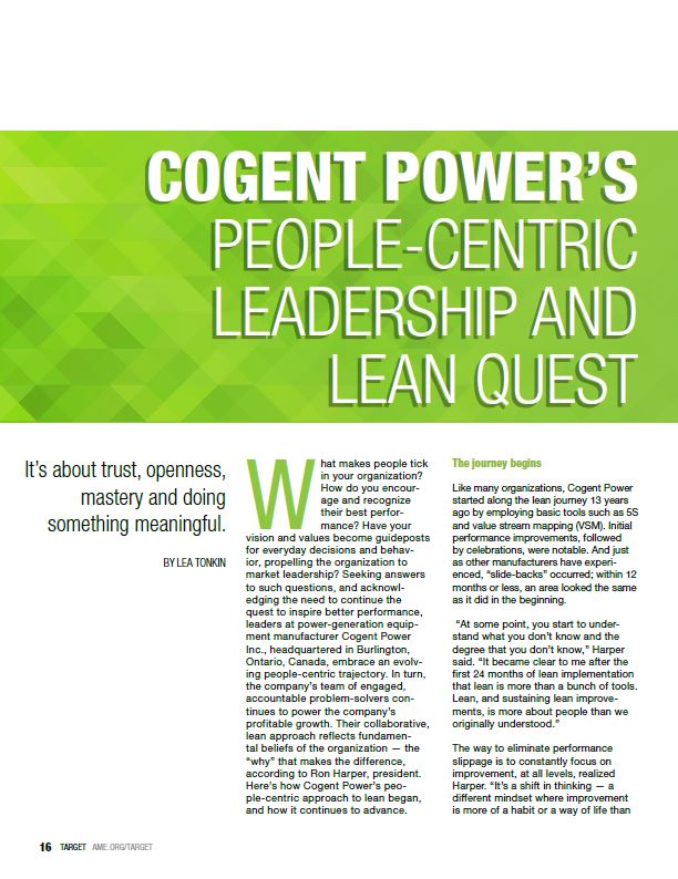 Cogent Power's people-centric leadership and lean quest